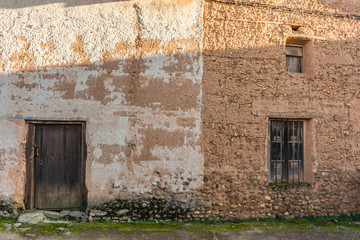 Traditional adobe architecture in Calzada de Tera in Zamora, step of the Camino de Santiago on the silver route (Spain)