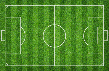 Fototapeta premium Football field or soccer field for background. Green lawn court for create game.
