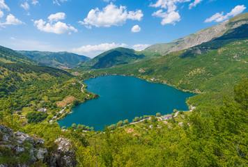 Lake Scanno (L'Aquila, Italy) - When nature is romantic: the heart - shaped lake on the Apennines mountains, in Abruzzo region, central Italy