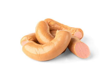 Frankfurter sausage isolated on white background.
