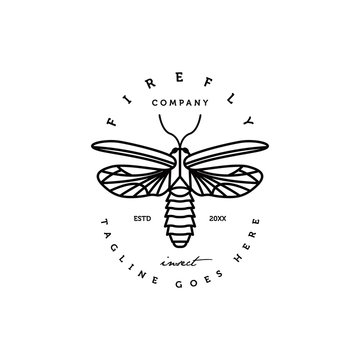 geometric monoline firefly logo icon vector