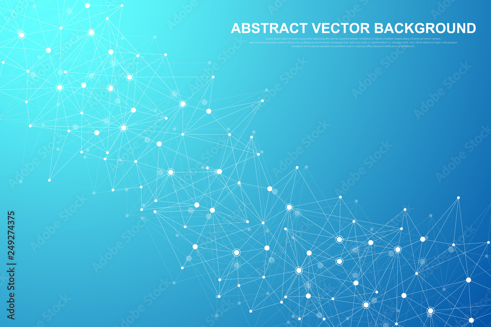 Fototapete Networking connection concept abstract technology. Global network connections with points and lines. Big data visualization. Futuristic infographic. Vector illustration