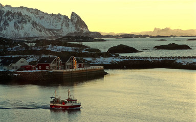 Norway; Early in the morning fshermen goes to sea