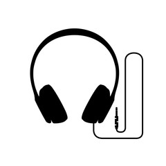 Headphone Silhouette - Black Vector Illustration - Isolated On White Background