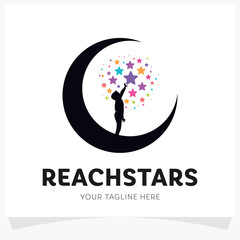 Children Reach Stars Logo Design Template Inspiration