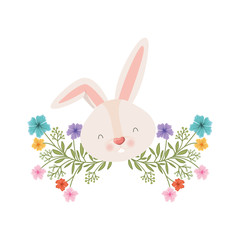 rabbit head with flowers isolated icon