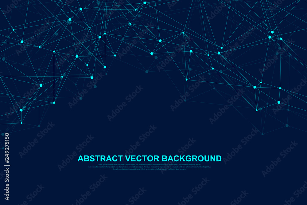 Fototapete Networking connection concept abstract technology. Global network connections with points and lines. Big data visualization. Futuristic infographic. Vector illustration