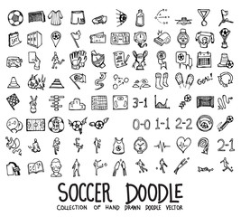 Set of soccer icons Drawing illustration Hand drawn doodle Sketch line vector eps10 © veekicl