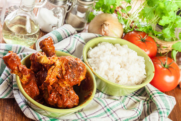 Chicken drumsticks curry with rice