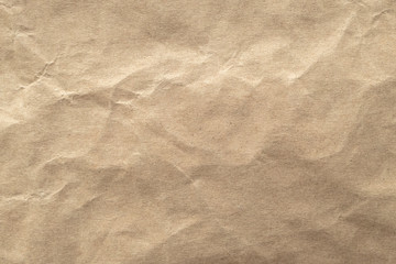 Brown crumpled paper texture background.