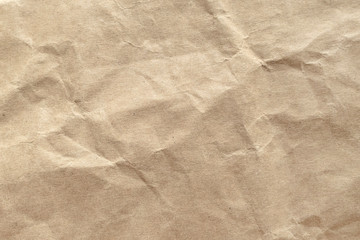 Brown crumpled paper texture background.