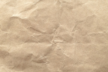 Brown crumpled paper texture background.
