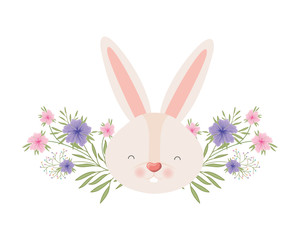 rabbit head with flowers isolated icon