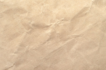 Brown crumpled paper texture background.