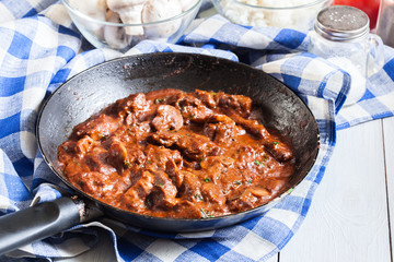 Beef Stroganoff with mushrooms