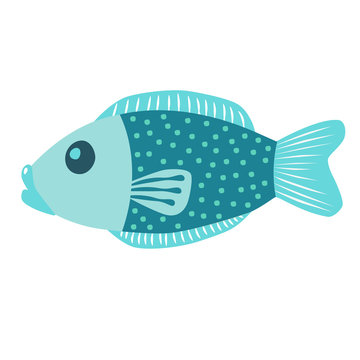 Blue fish vector icon illustration