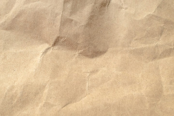 Brown crumpled paper texture background.