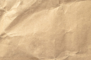 Brown crumpled paper texture background.