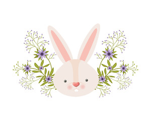 rabbit head with flowers isolated icon