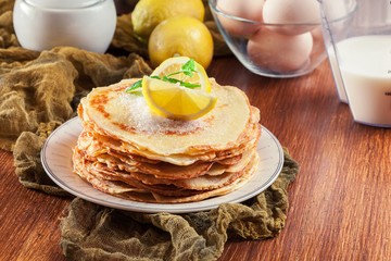 British pancakes with lemon and sugar