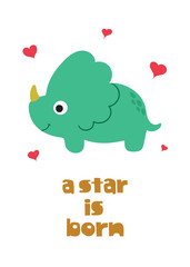 A star is born. Cute dinosaur