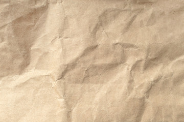 Brown crumpled paper texture background.