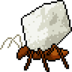 vector pixel art ant carry sugar