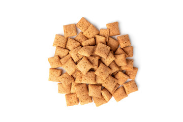 Dried breakfast pads isolated on white background.