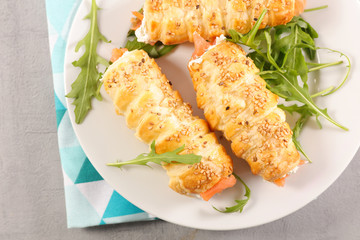 puff pastry with salmon and cheese