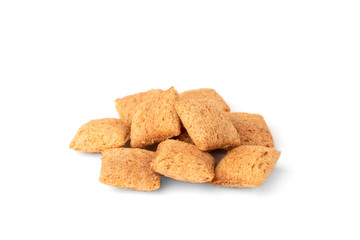 Dried breakfast pads isolated on white background.