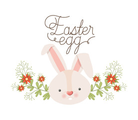 easter egg label with rabbit head isolated icon
