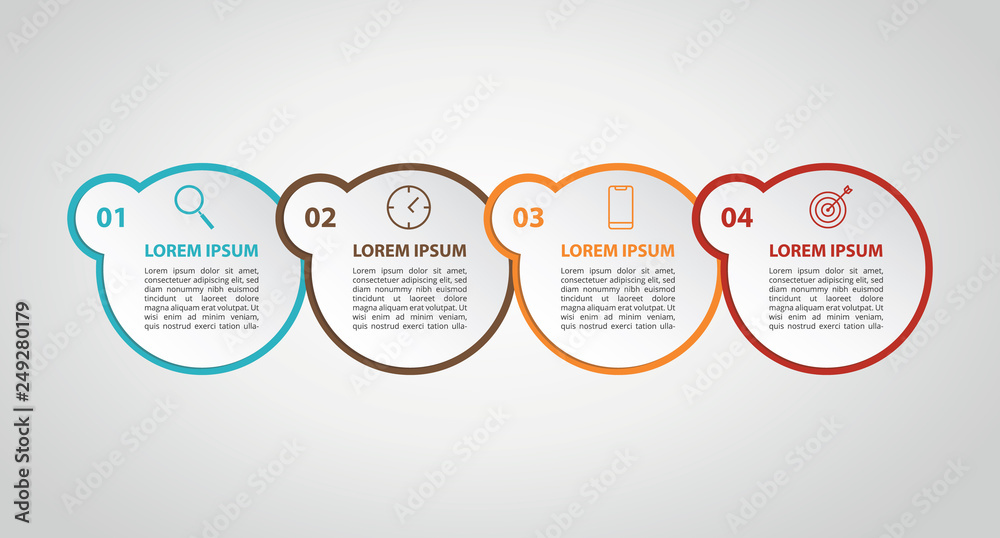Aufkleber infographic 4 data template process horizontal process list step - vector