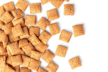 Dried breakfast pads isolated on white background.