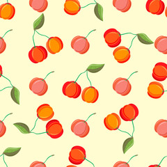 Red acerola berry seamless pattern. vector illustration of eco food