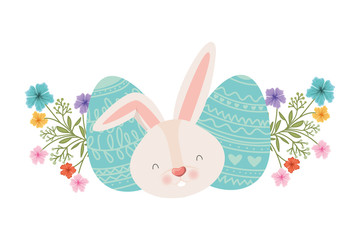 rabbit head with eggs isolated icon