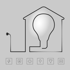 Vector house with socket, electricity, illustration, energy.