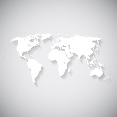Fototapeta na wymiar White world map, vector illustration