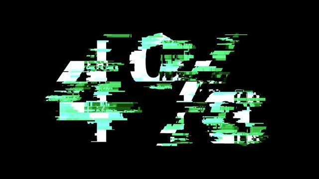 4%, 4 percent distorted glitch futuristic digital look - 4K animation numbers set