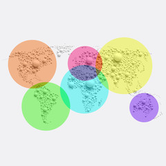 White world map made by balls, vector illustration