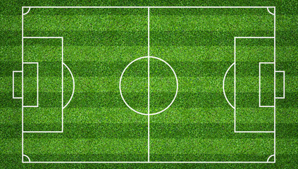 Naklejka premium Football field or soccer field for background. Green lawn court for create game.