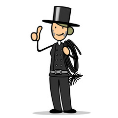 Schornsteinfeger als Frau macht Daumen hoch