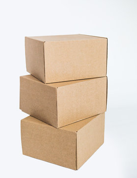 open cardboard box isolated on white background