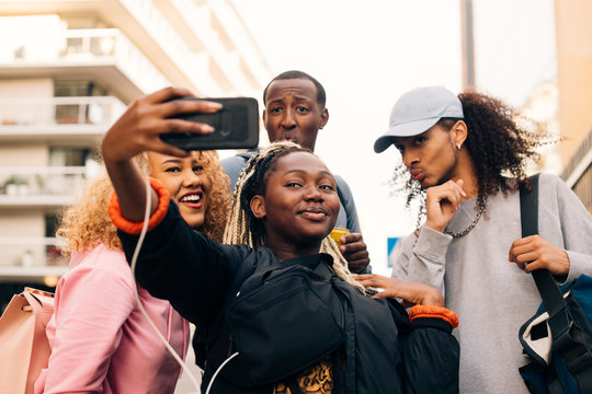 Friends Taking Selfie Outdoors