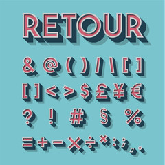 Retro 3D font set, vector illustration