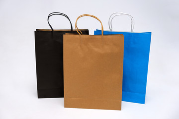 Concept on white background paper bag from shop for shopping.