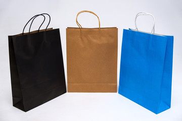 Concept on white background paper bag from shop for shopping.