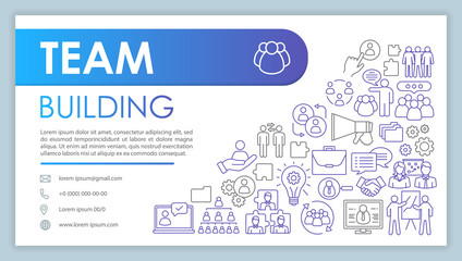 Team building advertising web banner vector template