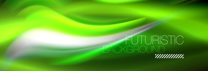 Fluid color neon wave lines background, neon liquid color futuristic paint template