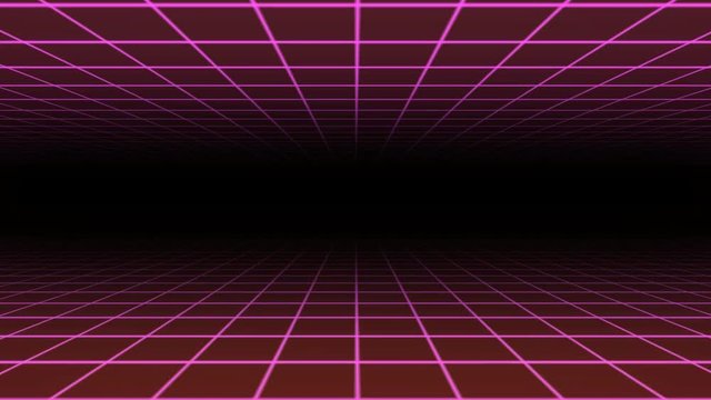 Set of 6 Retro 80s Background Animation Loops Featuring Red and Pink Neon Grids and Lines.