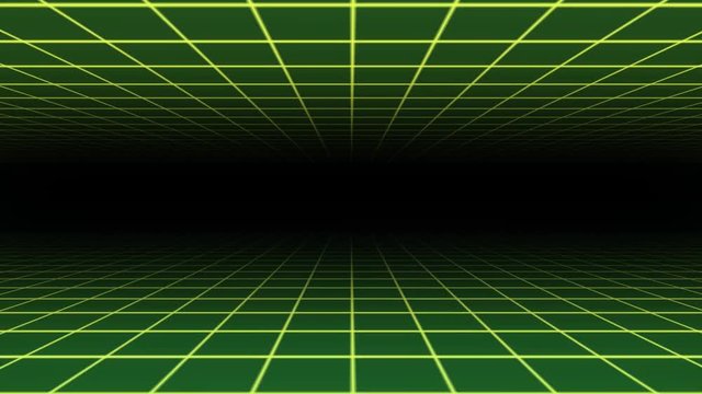 Set of 6 Retro 80s Background Animation Loops Featuring Green Neon Grids and Lines.